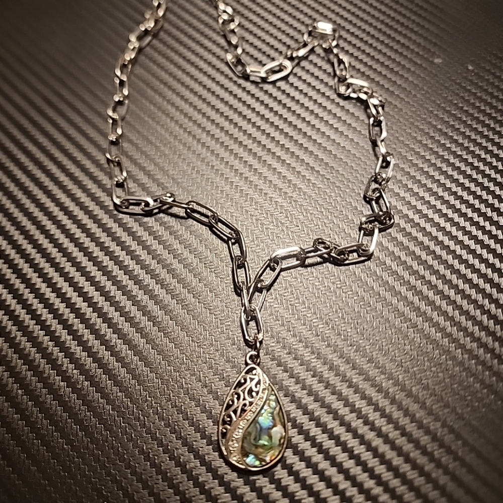 Stainless Steel Link Chain With Beautiful Silver & Multicolor Pendant